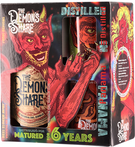 CANE SPIRIT DRINK THE DEMON'S SHARE 6 YO GIFT GLASS PACK | PA